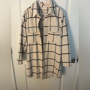 Black and White Plaid Coat Melloday